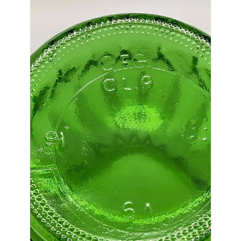 Vintage CFG Emerald Green Wide Mouth Diamond Leaf Pattern Vase 9.5